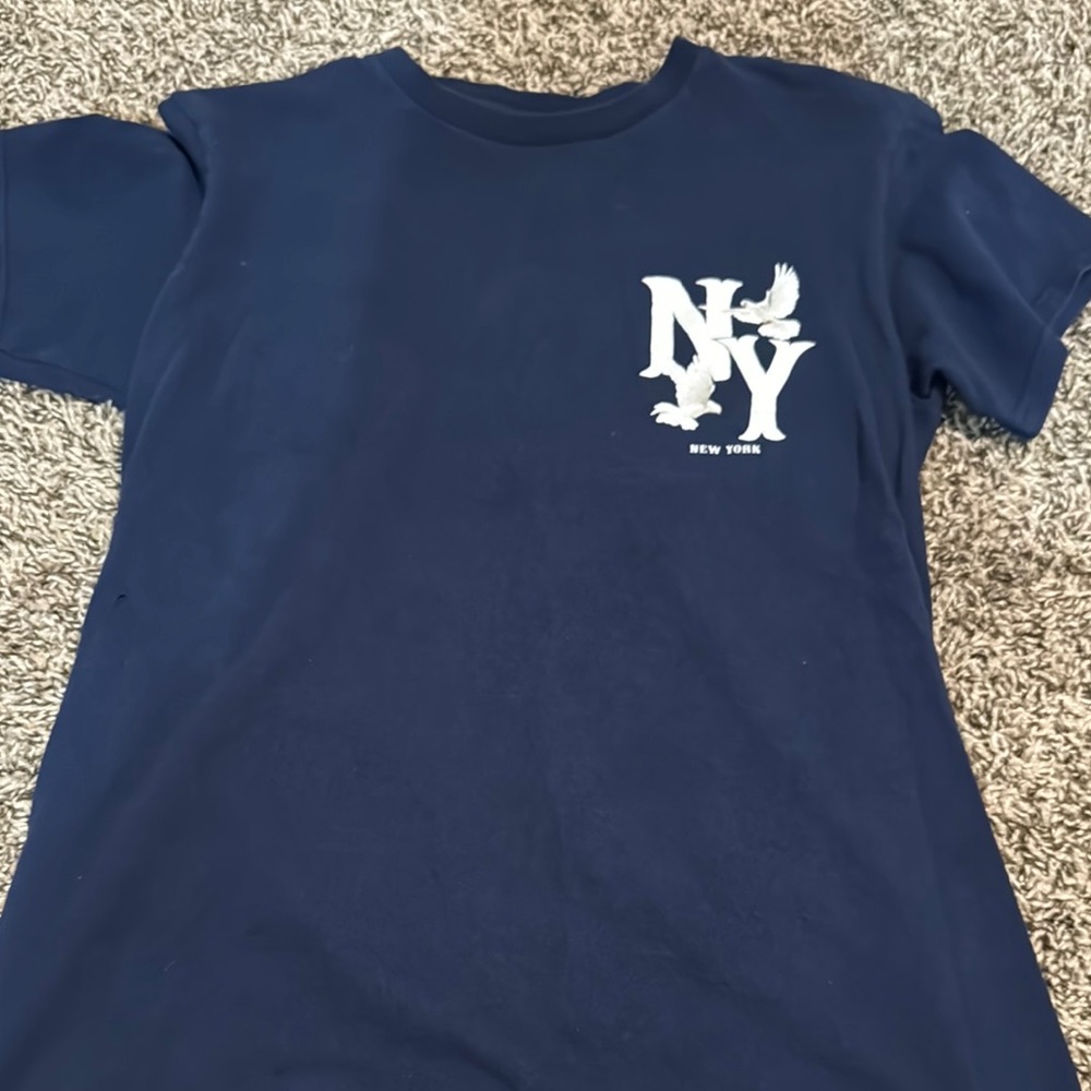 Fashion Nova Blue Short Sleeve Tee with NY Logo